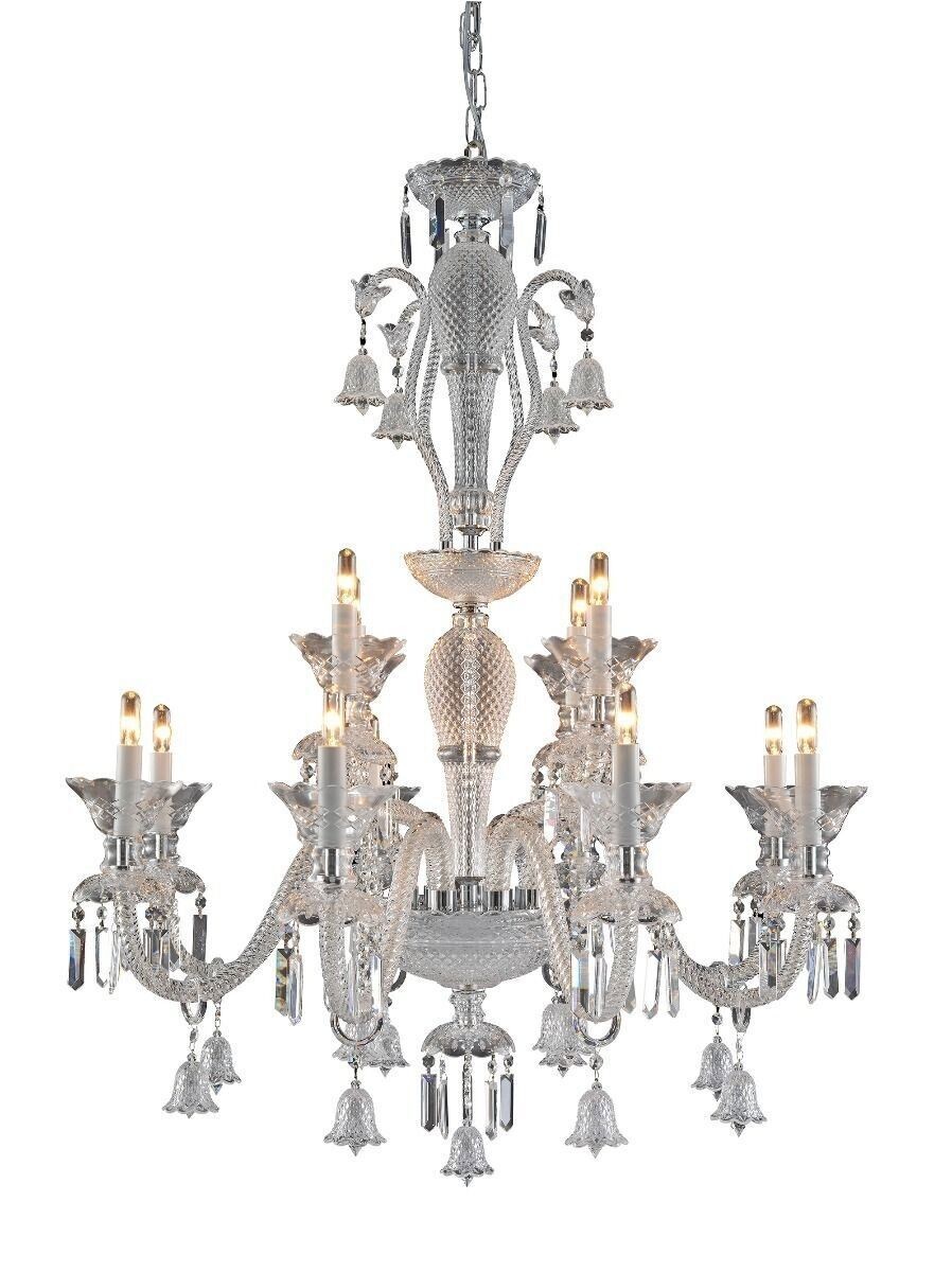 Luxury Asfour Crystal Chrome Chandelier Foyer Dining Room 12 Light Fixture 34