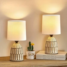 Table Lamps Set of 2-13.5" Small Boho Lamp - Bedside Lamps - Farmhouse Rustic...