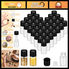 100 Pcs 2ml Glass Vials with Black Caps Stoppers - Leakproof Mini Bottles for