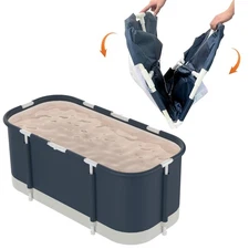 Portable Bathtub For Shower Stall, Large 47 inch Foldable Soaking Bathing Tub...