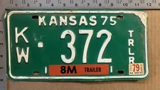 1979 Kansas trailer license plate KW 372 YOM DMV Kiowa utility industrial 13720