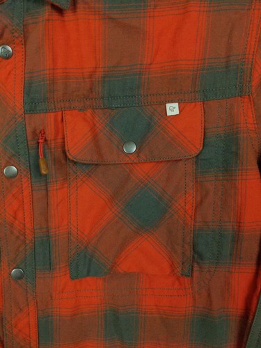 Norrona Svalbard Flanellhemd Herren Medium orange kariert Langarm Druckknopf - Bild 3 von 12