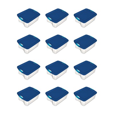 Sterilite 12 Gallon Latch & Carry Storage Box Lidded Containers, Clear, 12 Pack
