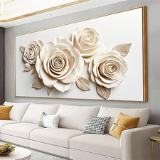 Elegant Large Flower Canvas Wall Art for Living Room  Bedroom Decor 29x58