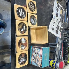 Craftsman Limited Edition Coaster Set of 6 Different Beechwood Tools 488604 NEW