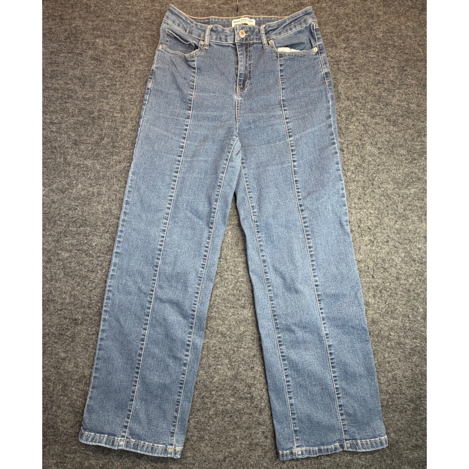 Marc New York Jeans Women Size 10 Blue Wide Leg Seam Front High Rise Denim