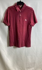 Burberry Men's Polo Shirt Maroon Cotton Short Sleeve Equestrian Knight Logo M