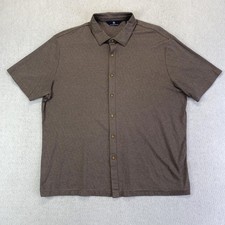 Hart Schaffner Marx Shirt Mens XL Brown Geometric Cotton Button Up Short Sleeve