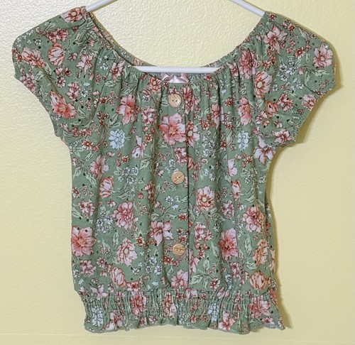 Top corto Love To Be Loved Junior para mujer verde floral talla 7/8 - Imagen 1 de 9