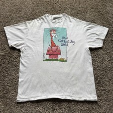 Vintage It’s A Cat Eat Dog World Snoopy Berkeley Breathed T-shirt XL