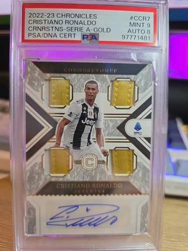 Cristiano Ronaldo Mint 9 Psa 9 /5 Auto Game Used Materials Cornerstones Gold...