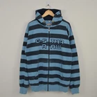 Vintage Y2K G Star Raw Striped Full Zip Hoodie Mens Size XXL 2XL