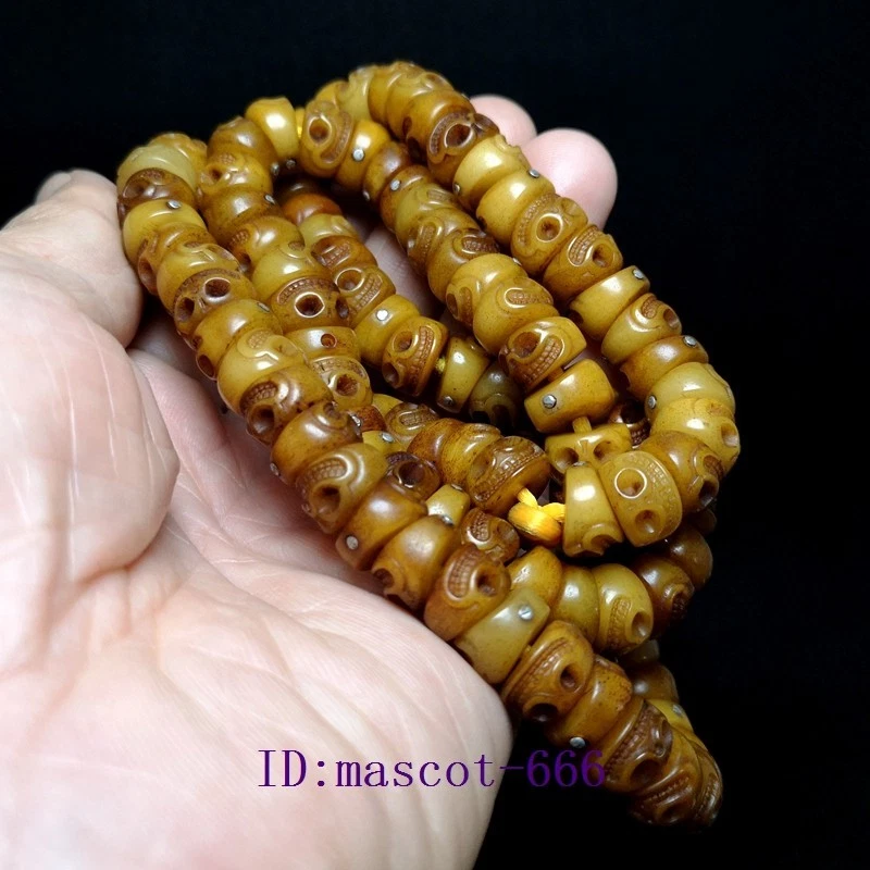 Коллекция кулонов нэцкэ с черепом ручной работы из старого китайского Тибета Q 12 мм 108 шт. - Изображение 3 из 4