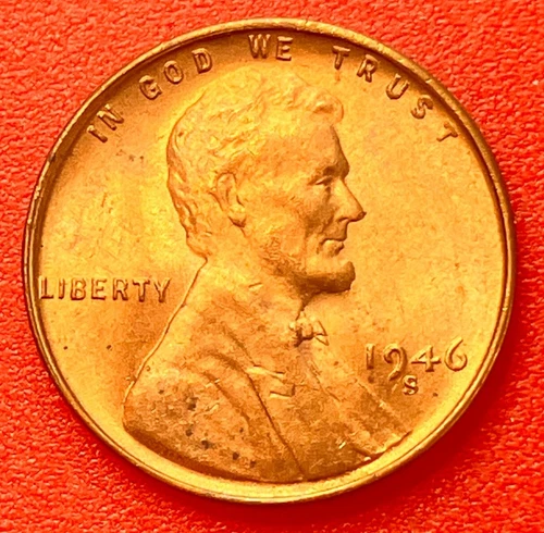 1946-S Lincoln Wheat Cent Penny GEM RED BU From an Original Bank Roll
