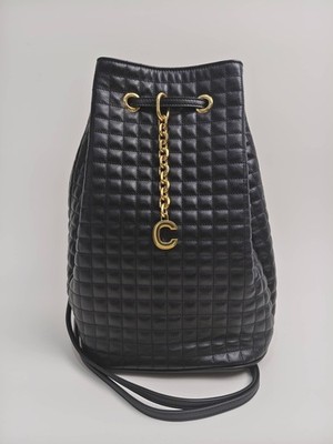 Authentic Celine Black Quilted Leather Backpack For Women