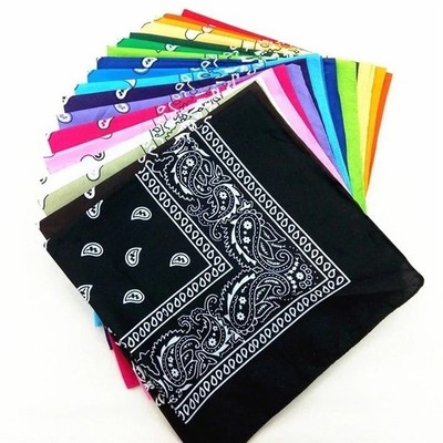 1/4/8pc Bandana 100% Cotton Paisley Print Double-Sided Scarf Head Neck Face mask