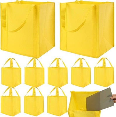 10 Pack Heavy Duty Reusable Grocery Bags with Reinforced Bottom, Large Capacity
