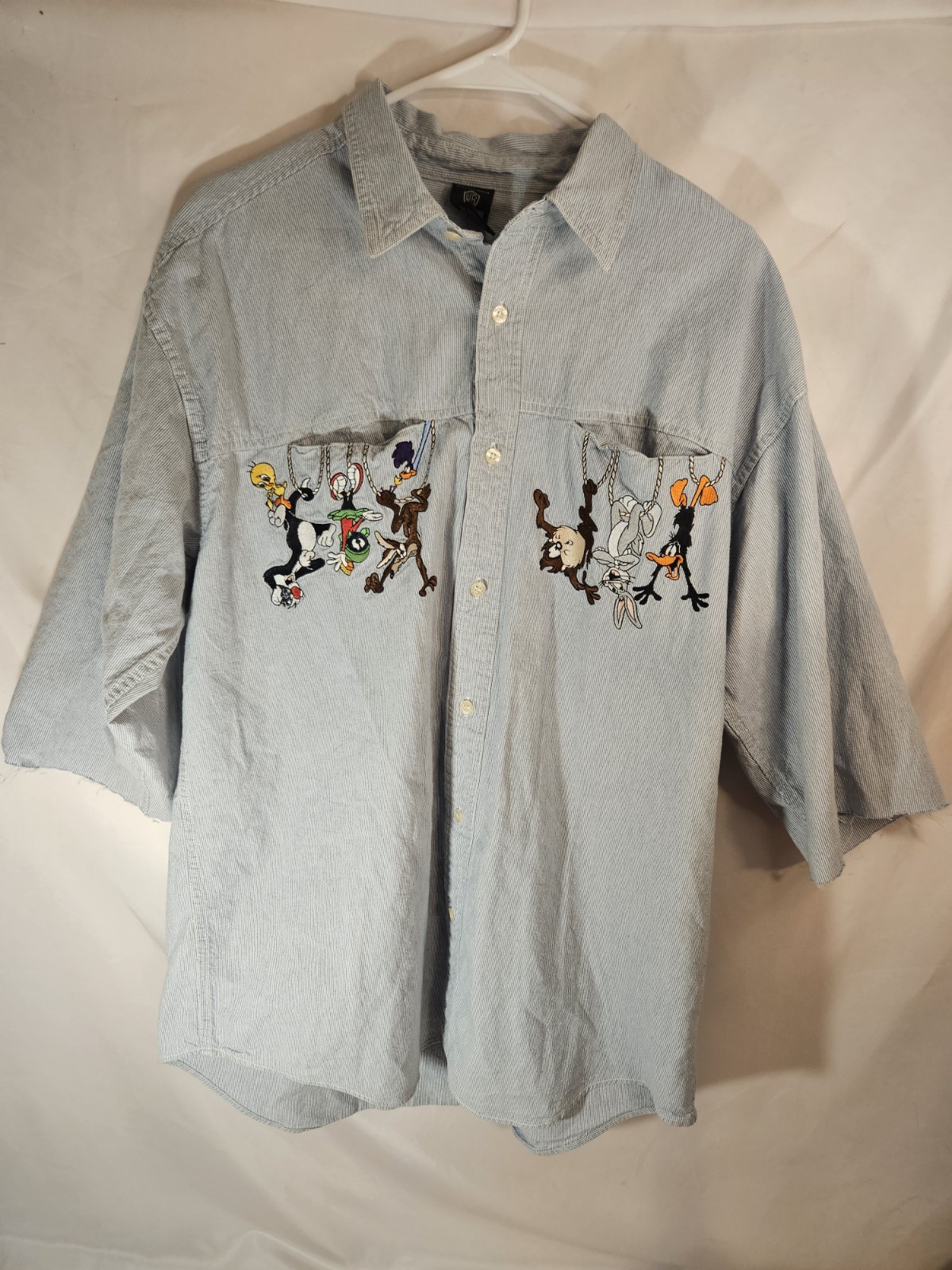 Vintage 90s Warner Bros Looney Tunes Button Up Shirt Large Retro Cartoon