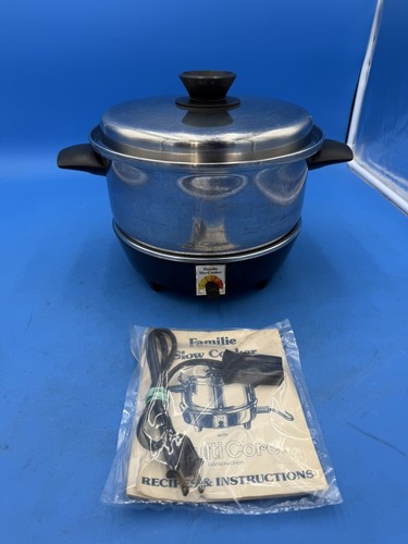 Vintage West Bend Familie Slo-Cooker Base and Power Cord + 4-Quart FEI Stock Pot