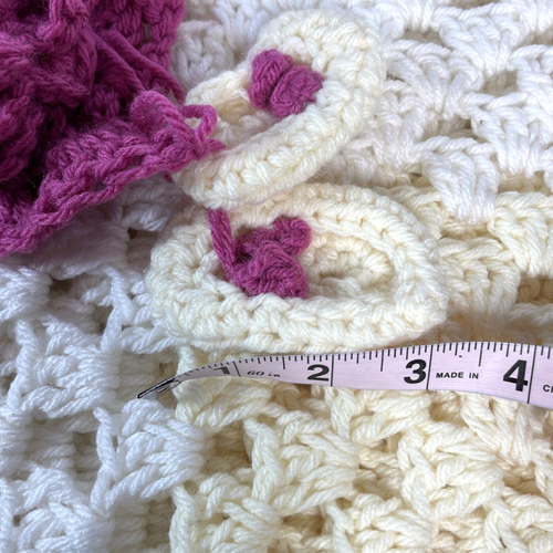 Babydecke Strick Häkel Handarbeit Rosa Weiß & Creme 45 x 40" - Bild 10 von 10