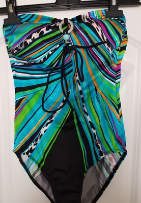 SUNFLAIR NWT Bandeau  SWIMSUIT Sz 4 NEW SWIMWEAR. with adjustable string tie.