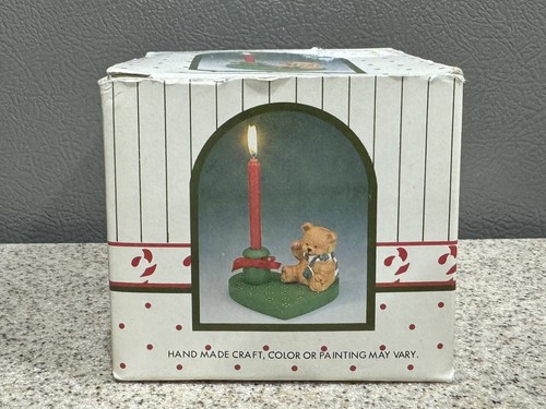 Vintage Wang’s Int. 1988 Teddy Bear Heart Candle Holder Taiwan in Original Box - Picture 2 of 9