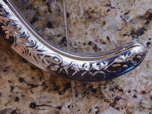 Vintage S Shaped Crumb Brush Silent Butler, Embossed Nickle Plated & Wood-Estate - Picture 13 of 15