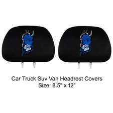 New 2pc Blue Hawaiian Hibiscus Flowers Car Suv Van Headrest Covers Set