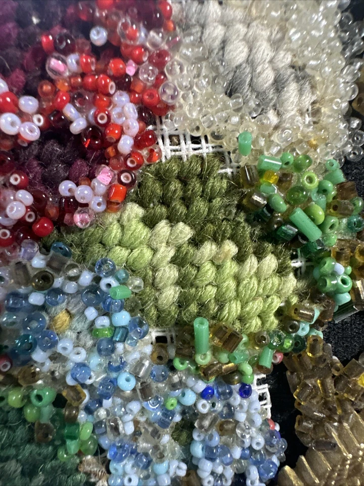 Caron Of Houston Large Purse Black Beaded Needlepoint  Jeweled 1950s Vintage - Image 4 of 4