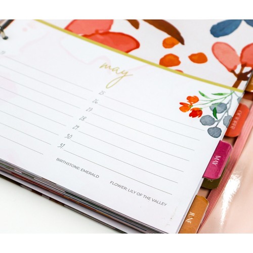 Greeting Card Organizer with Pockets - Floral Birthday Calendar Book Hardcover - Picture 12 of 12
