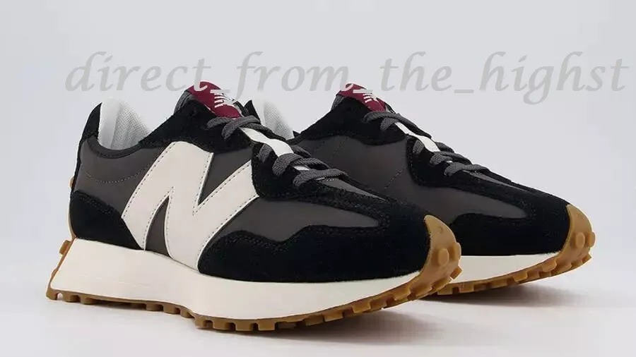 New Balance 327 trainers BLACK Grey Off White with gum sole - ALL SIZES