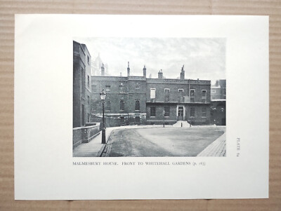 Malmesbury House, Westminster, London - Antique Print - 1930