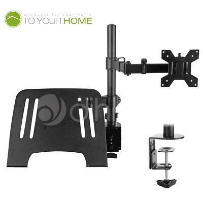 DIHL Monitorständer Arm 13-27'' mit Laptop Regal Halterung Klemme