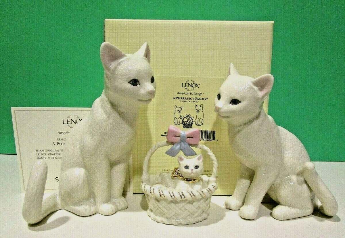 LENOX A PURRRFECT Kitty Cat FAMILY 3 piece Kitten Set -- -- NEW in