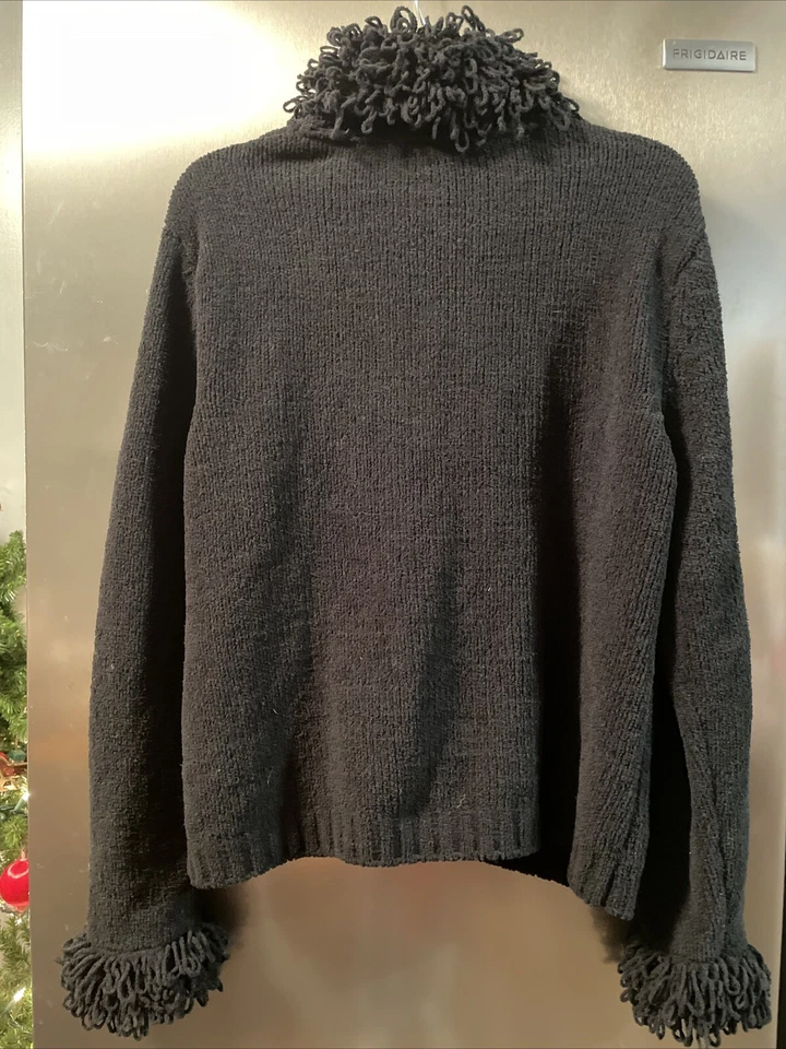Punto de referencia grande para mujer suéter cárdigan polar hilo cuello y puño Foto 2 de 4