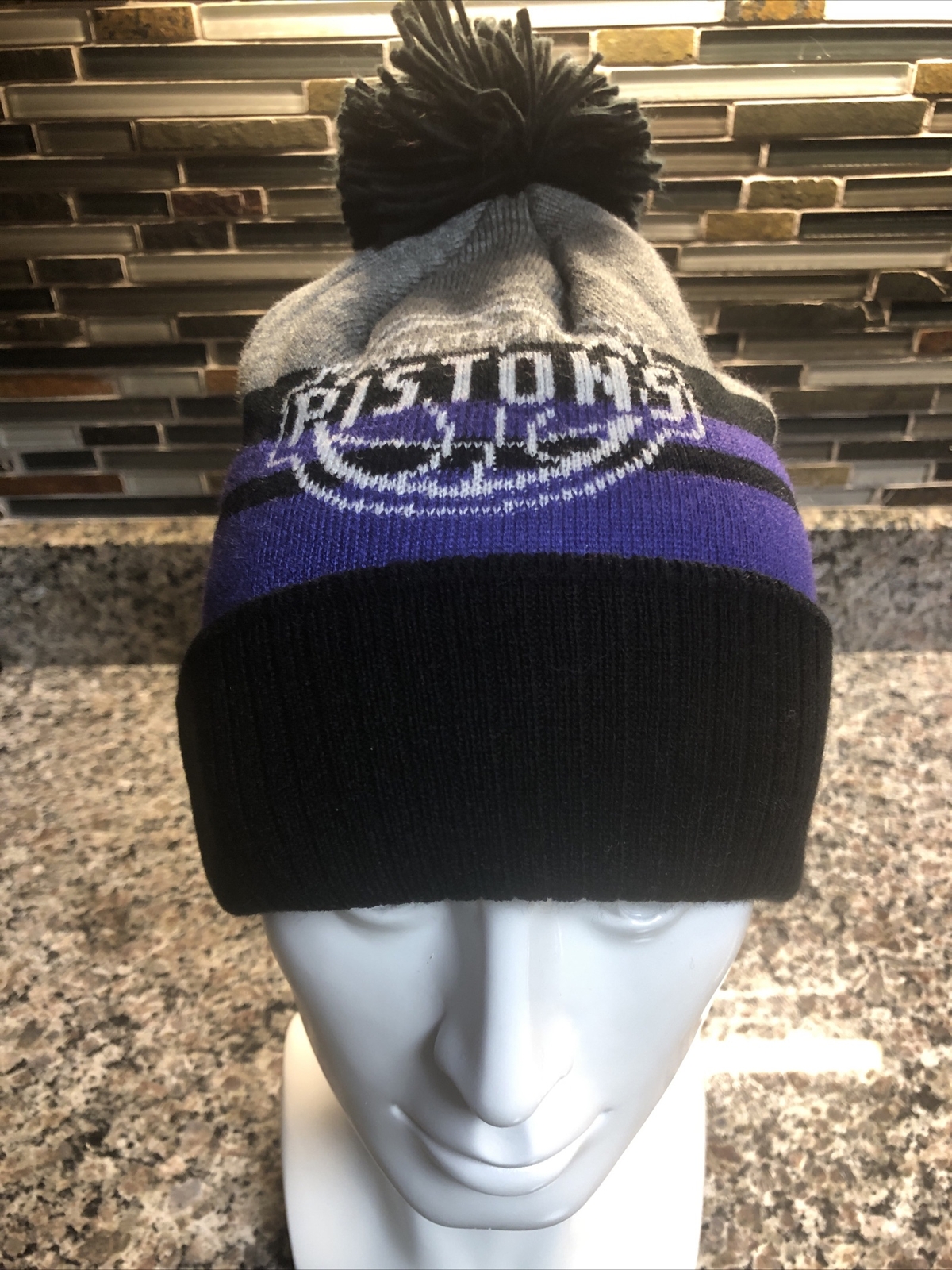 NEW NBA Adidas Detroit Pistons Beanie Knit Hat Black POM eBay