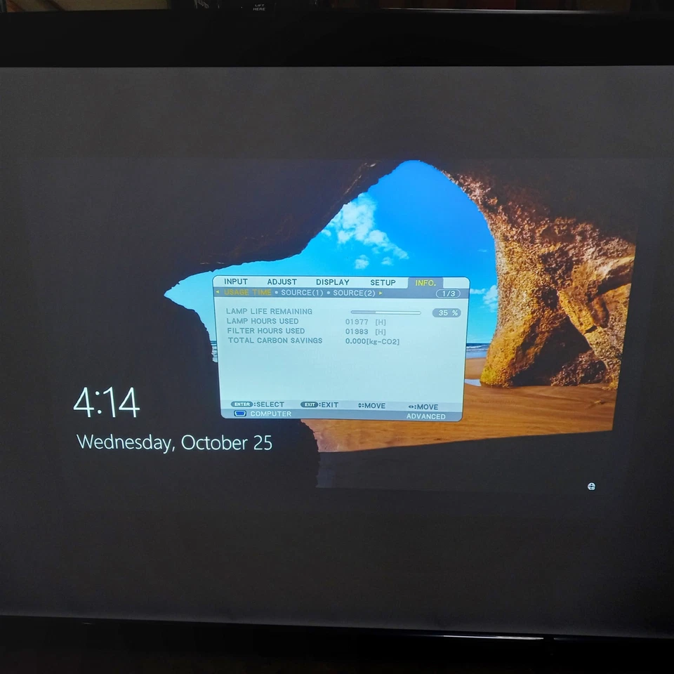 NEC PA571W NP-PA571W WUXGA 5700 Lumens HDMI Professional Projector 1977 Hours - Image 2 of 4