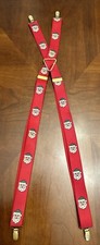 Vintage Santa Claus Suspenders Red Background West Germany Christmas