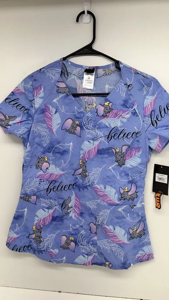 Dumbo Cherokee Scrubs Tooniforms Disney V Neck Top TF756 DUBE - Image 2 of 4