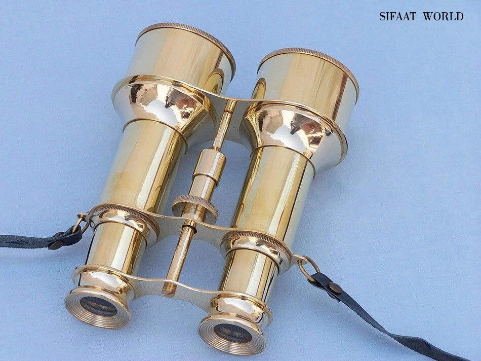Sifaat World 6" Commanders Brass Binoculars with Leather Case, Cyber Monday Gift - Image 4 of 4