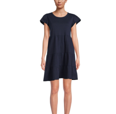 karl lagerfeld paris knit tweed dress Karl Lagerfeld Paris Women's Metallic A-Line Square Neck Dress - Soft White Multi