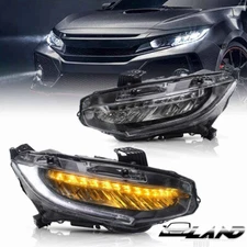 VLAND LED Headlights w/Sequential For Honda Civic 10th Gen DRL Front Lamps 16-21