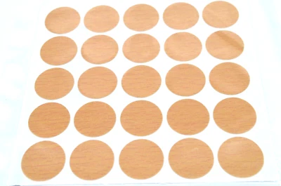 SPL 18MM SELF ADHESIVE X 25 SCREW HOLE CAM COVER CAP BEECH FURNITURE KITCHEN OFFICE