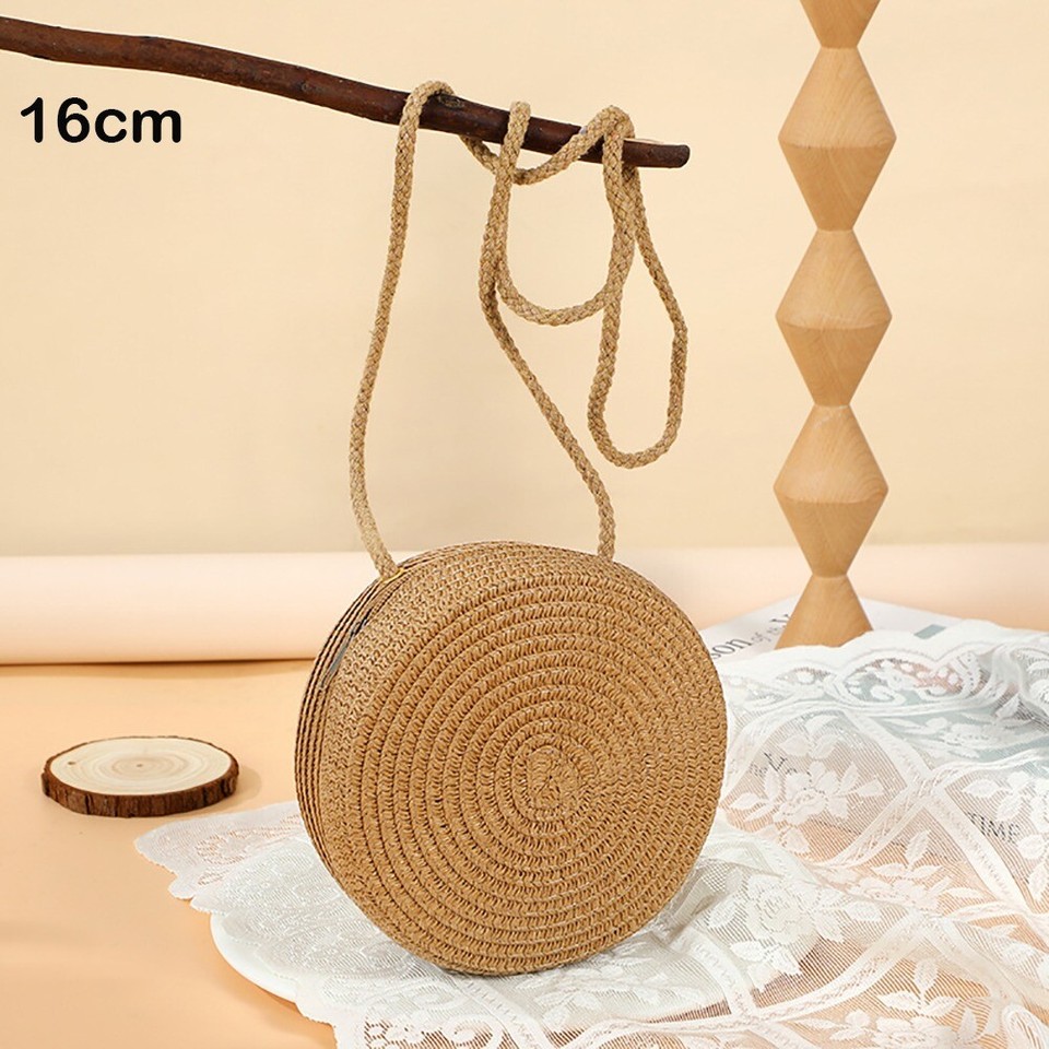 Woven Straw Straw Bag Round Shoulder Bags Coin Purse Handbag Women Girl