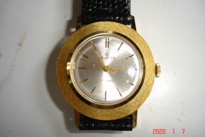 Nice Womens Hilbros Gold Tone Watch With Black Leather Band Ebay