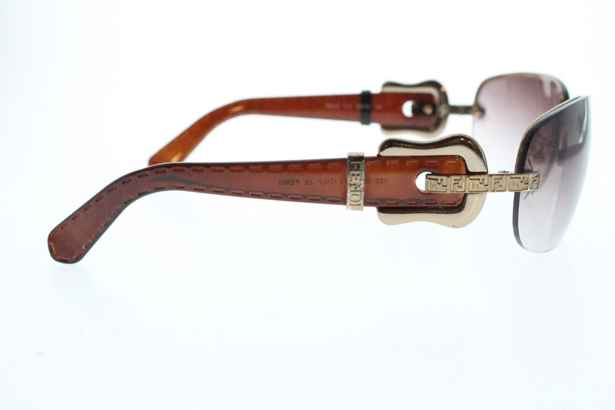 VERY WORN* Fendi FS 412 (714) Brown/Gold Sunglasses 64-16
