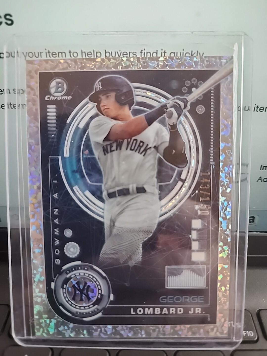 2024 Bowman George Lombard Jr Bowman AI Chrome Mini Diamond /150 #BAI-19 Yankees