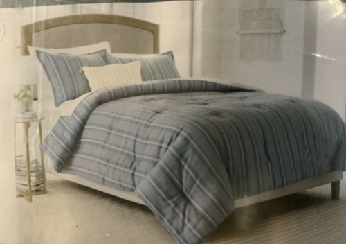 ✅ Threshold Classic Stripe Comforter Set Blue & White Stripes King, GREAT👌 - Picture 1 of 3