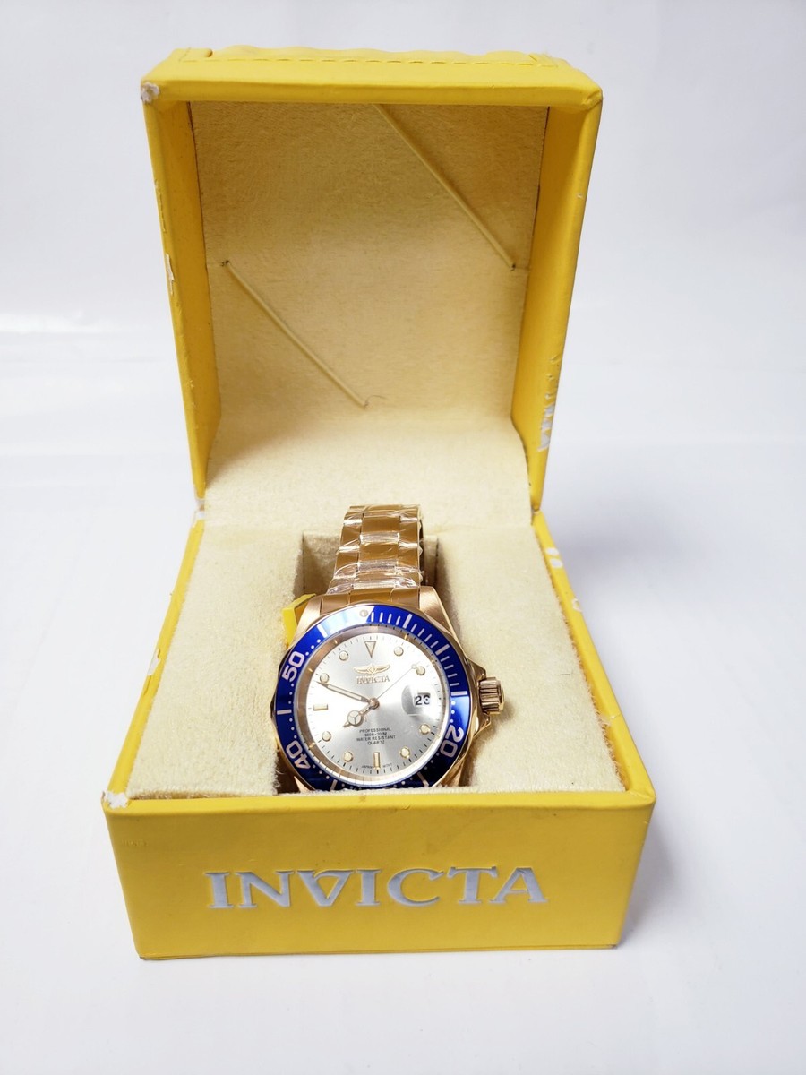 Invicta Pro Diver Champagne Dial Gold Plated Cobalt Bezel Mens