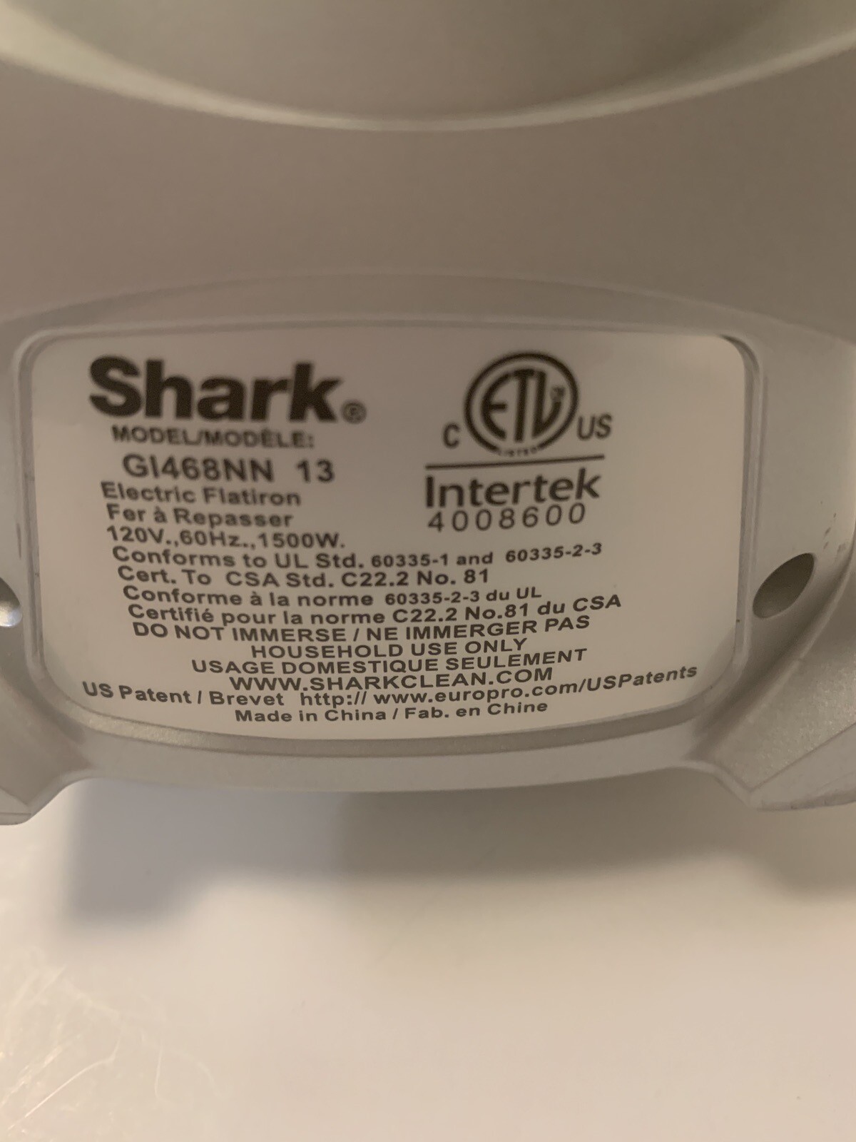Shark Lightweight Professional Vertical Steam Anti Drip Clothes Iron # G1468NN.